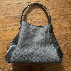 Coach Black and Gray Signature Shoulder Bag